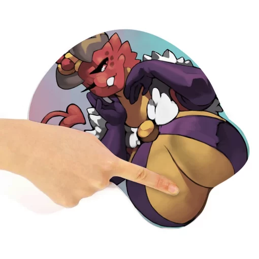 Kobolds! Queen - Squishy Furry Mousepad by BittenHard | Blue & Red Variants - Image 2