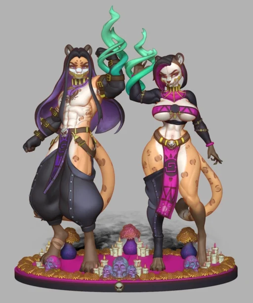Yaotil & Atzi Jaguar Statues