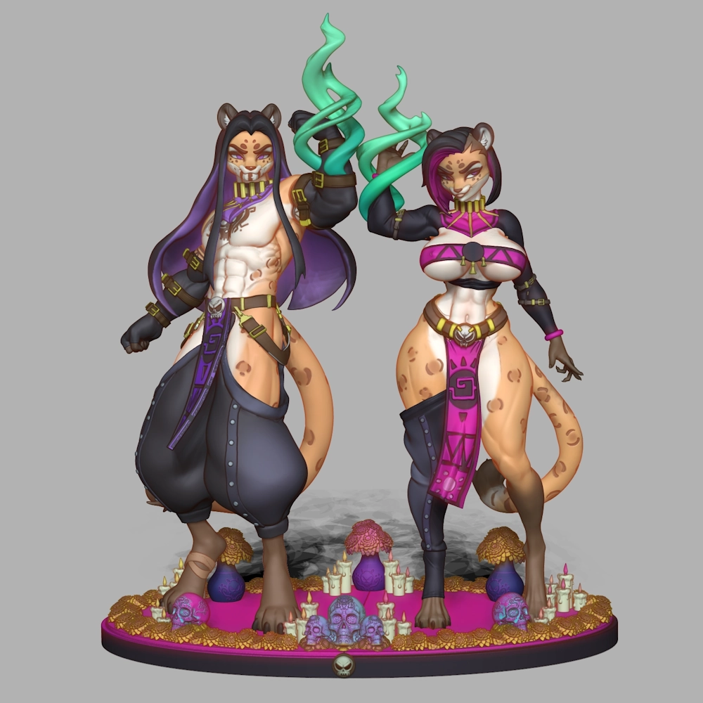 Yaotil & Atzi Jaguar Statues by TattooRexy & Joputapelirrojo 2 Yaotil & Atzi Jaguar Statues by TattooRexy & Joputapelirrojo - Image 2