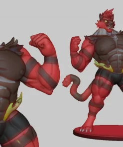 fiery wrestler cat statue